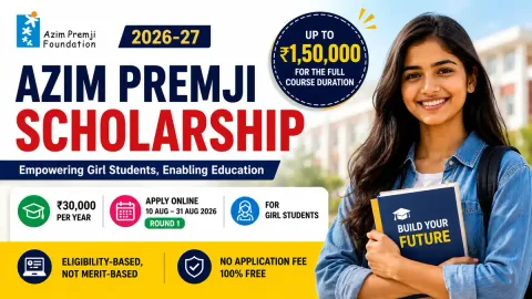 Azim Premji Scholarship 2026-27 for girl students with ₹30,000 annual scholarship