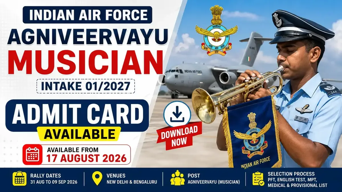 Indian Air Force Agniveervayu Musician Intake 01/2027 Admit Card