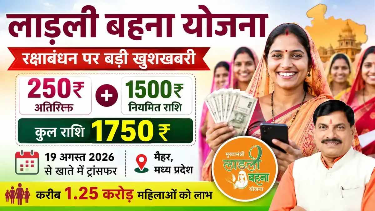 लाड़ली बहना योजना में 250 रुपए अतिरिक्त और 1750 रुपए भुगतान का अपडेट