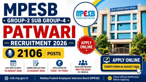 MPESB Patwari Recruitment 2026 for 2106 vacancies