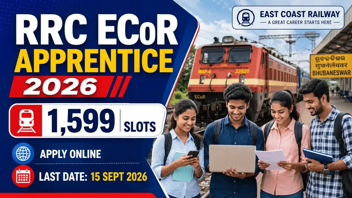 RRC ECoR Apprentice Recruitment 2026 for 1,599 East Coast Railway apprentice slots